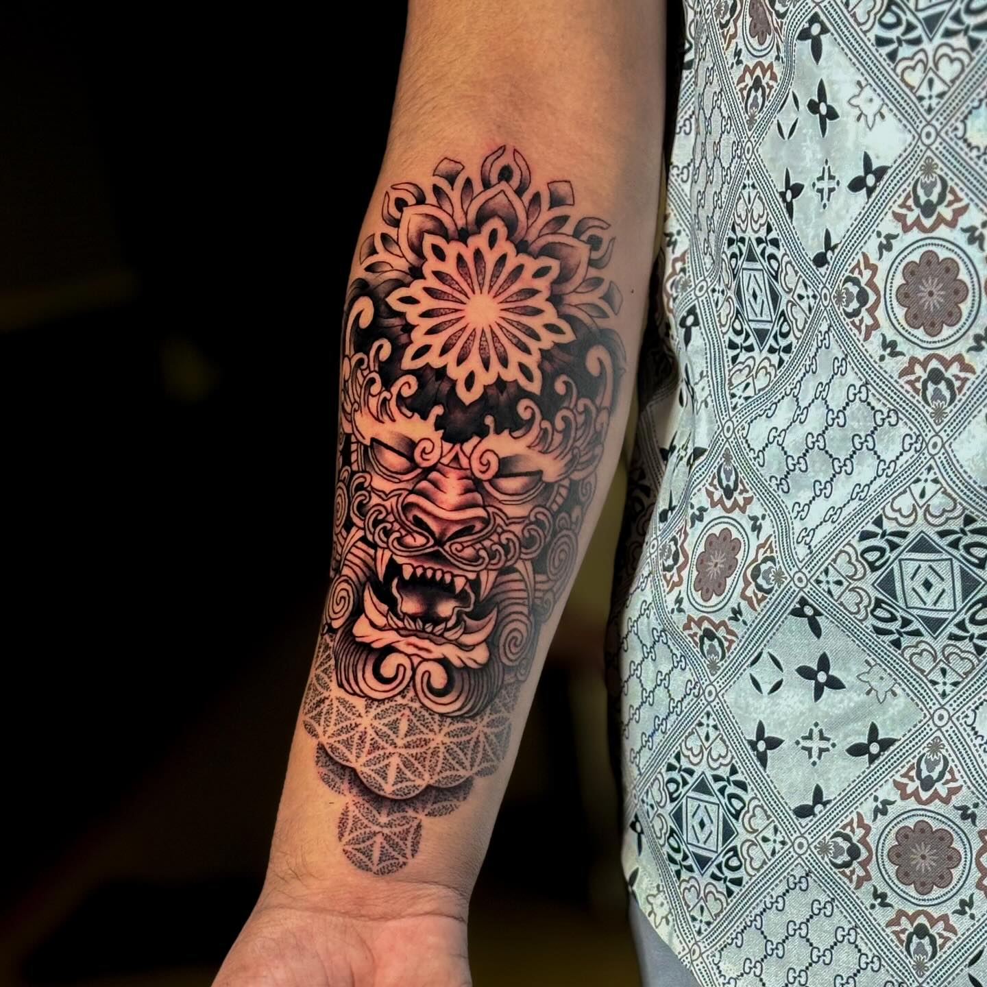 Japanese Dragon Mask Tattoo