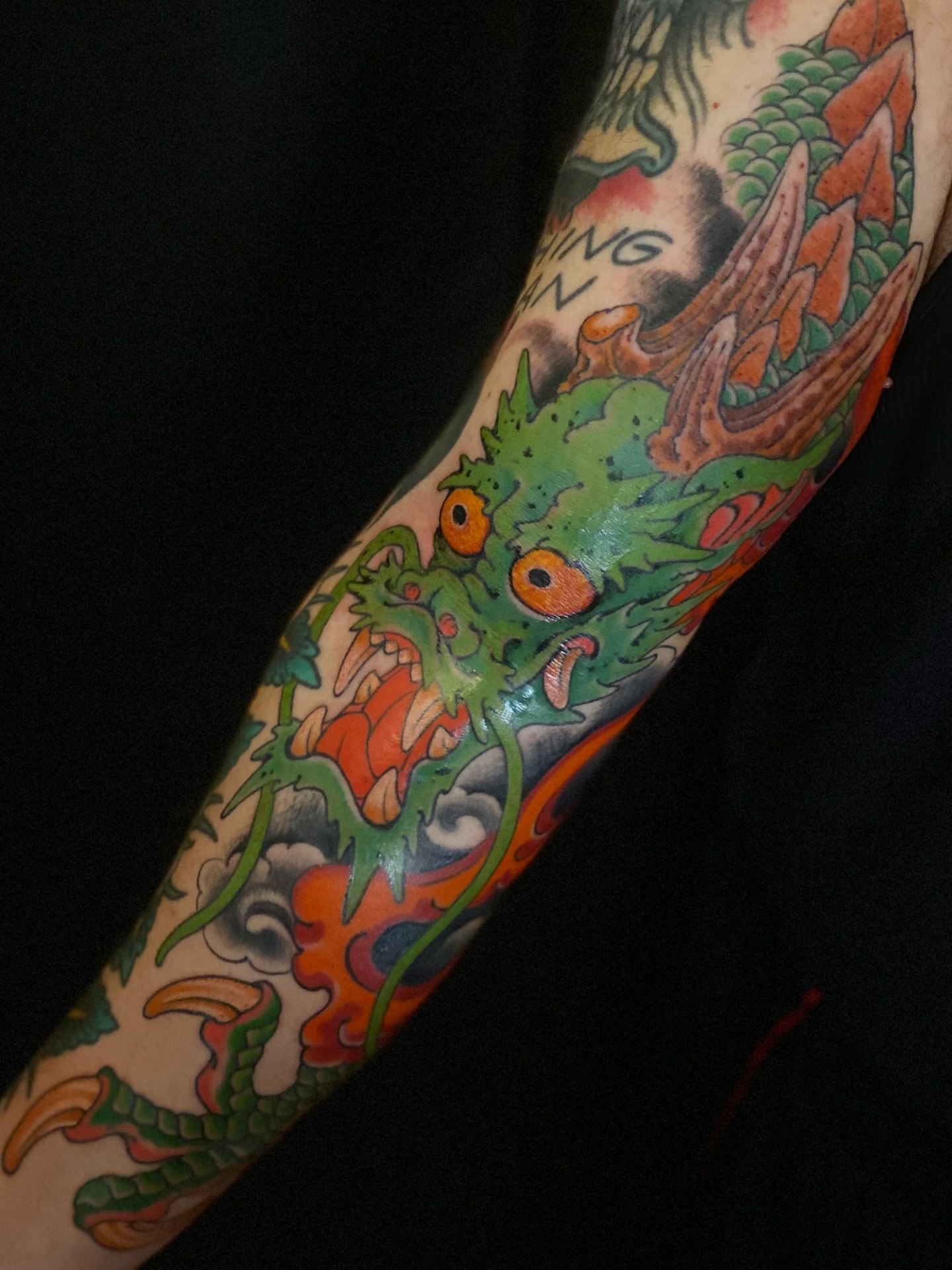 Green Dragon Head Tattoo