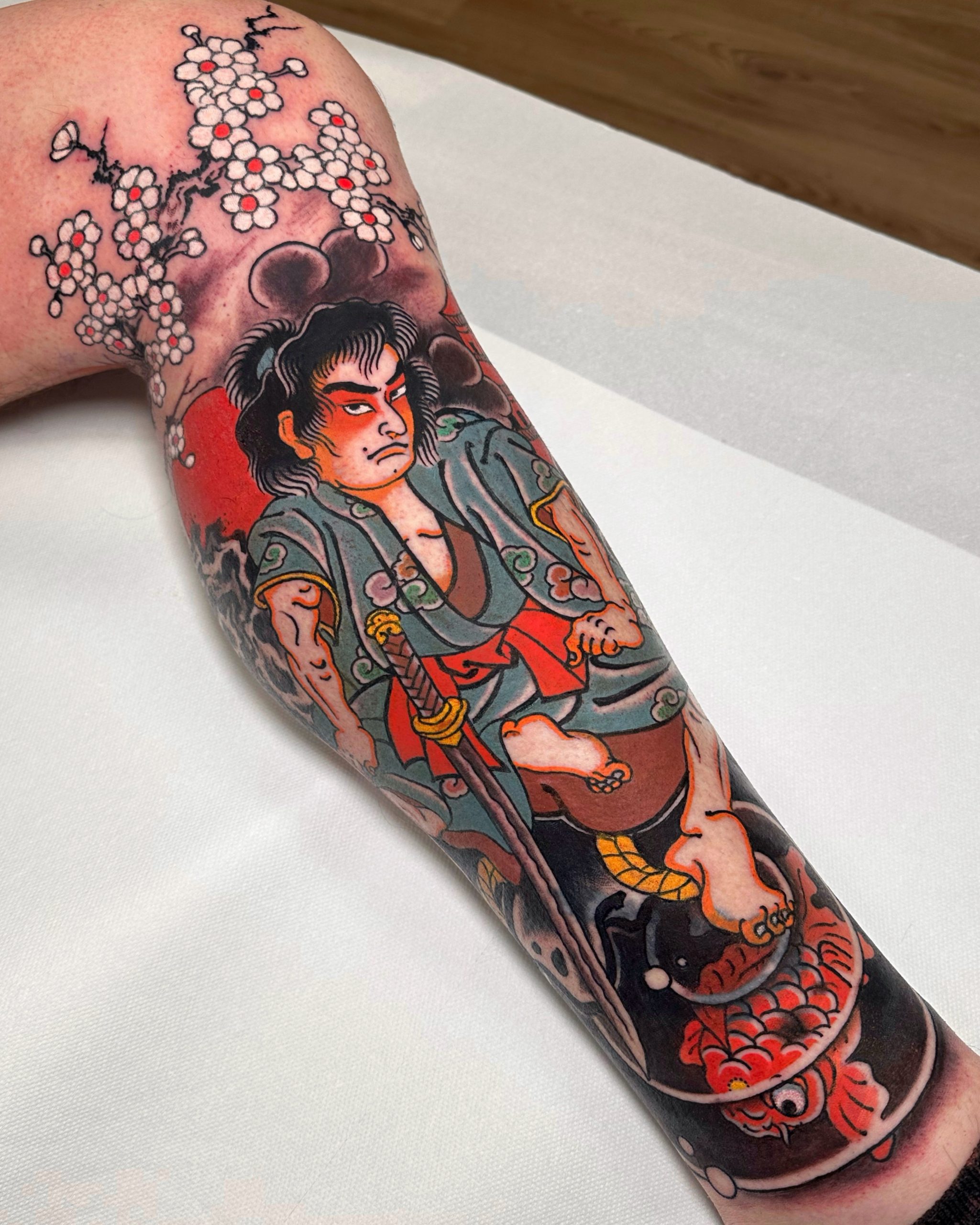 Samurai And Koi Fish Tattoo