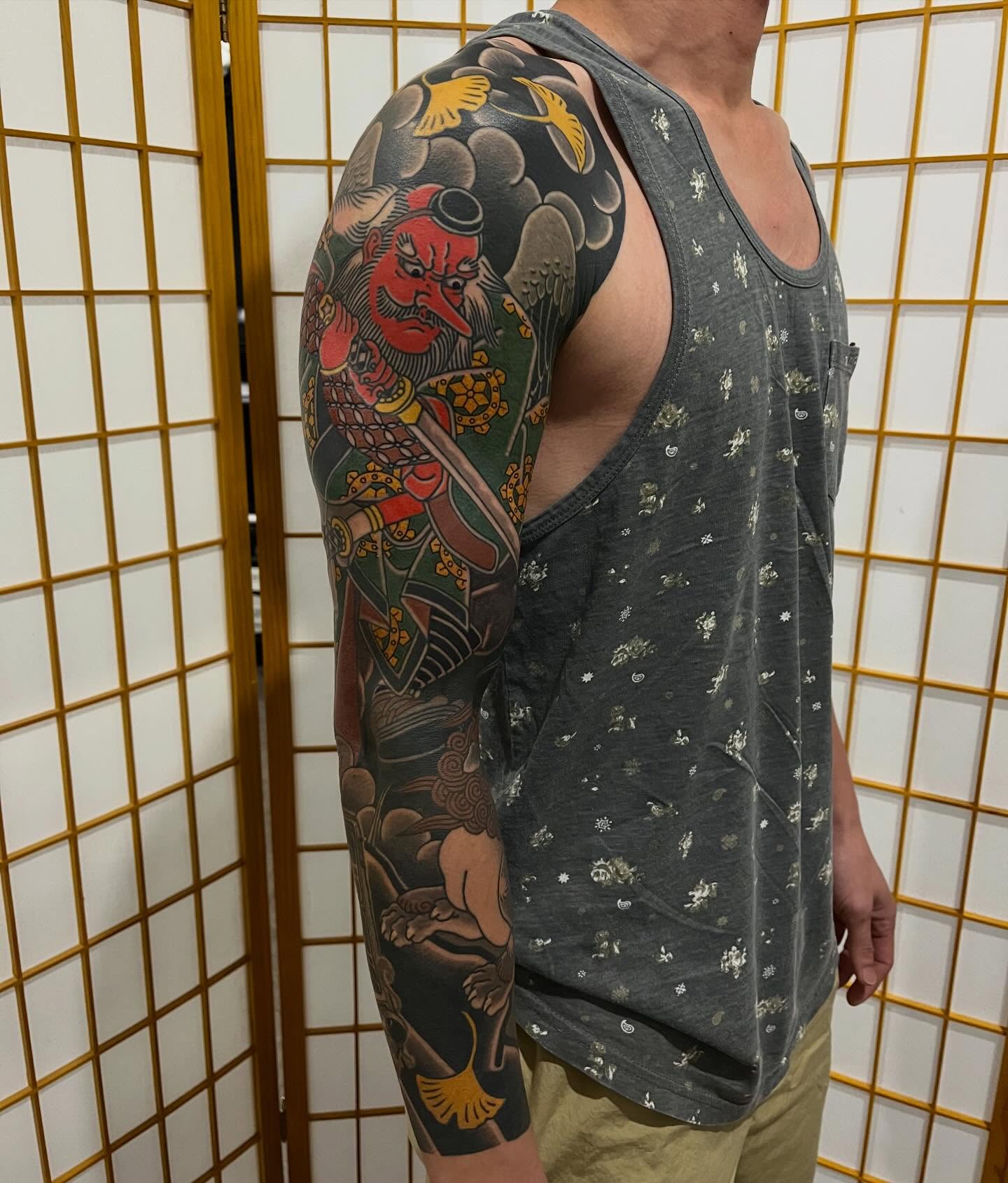 Tengu Warrior Sleeve Tattoo
