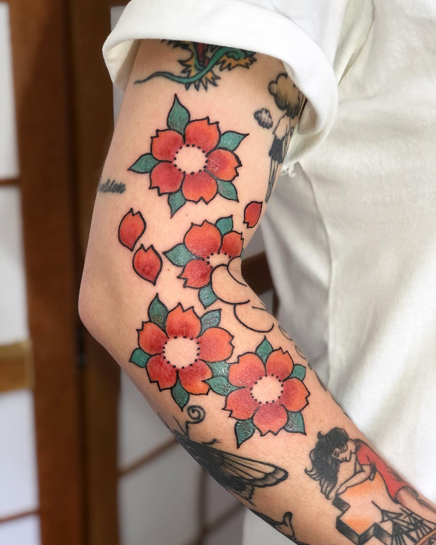 Cherry Blossom Branch Japanese Traditional Tattoo
