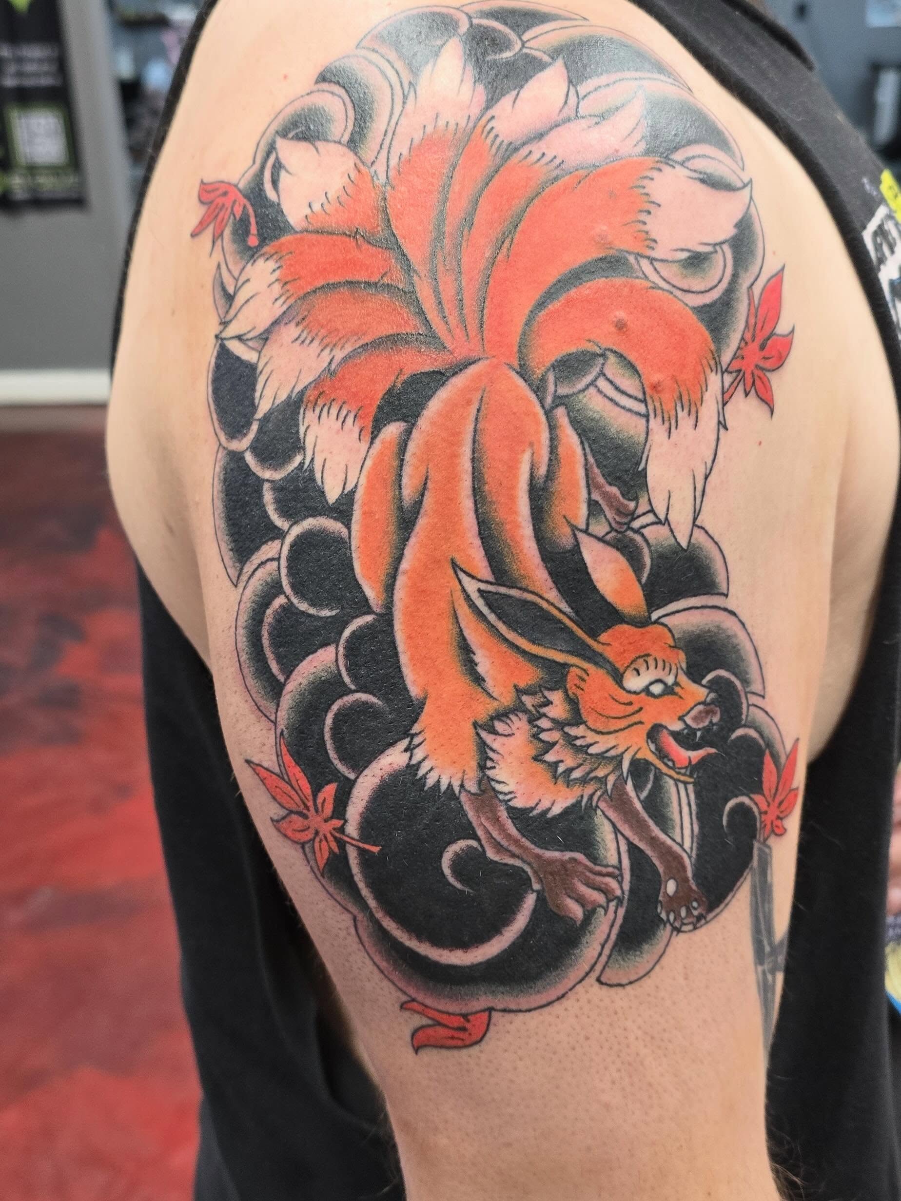 Nine-Tailed Fox Japanese Traditional Tattoo