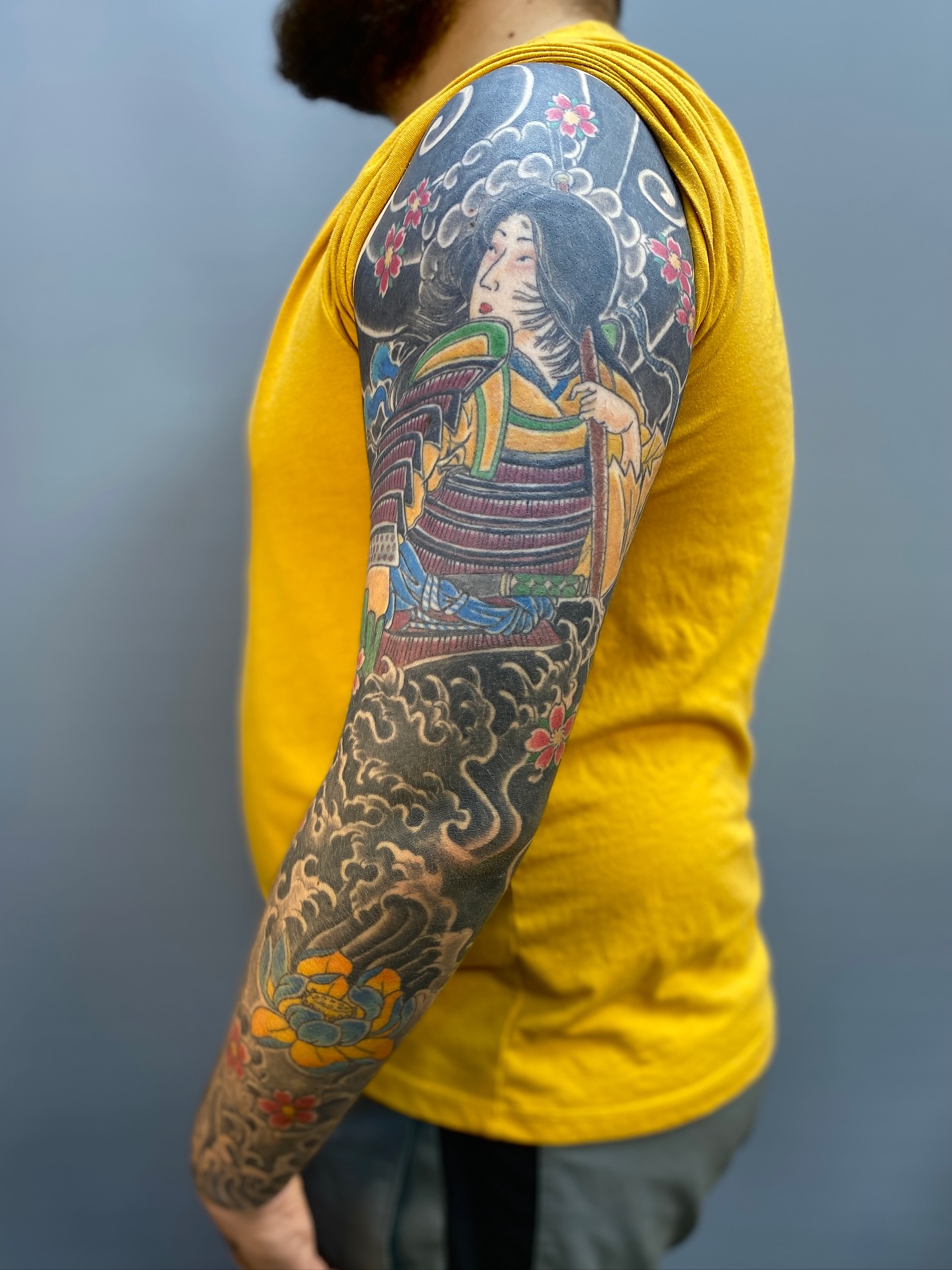 Japanese Warrior Sleeve Tattoo