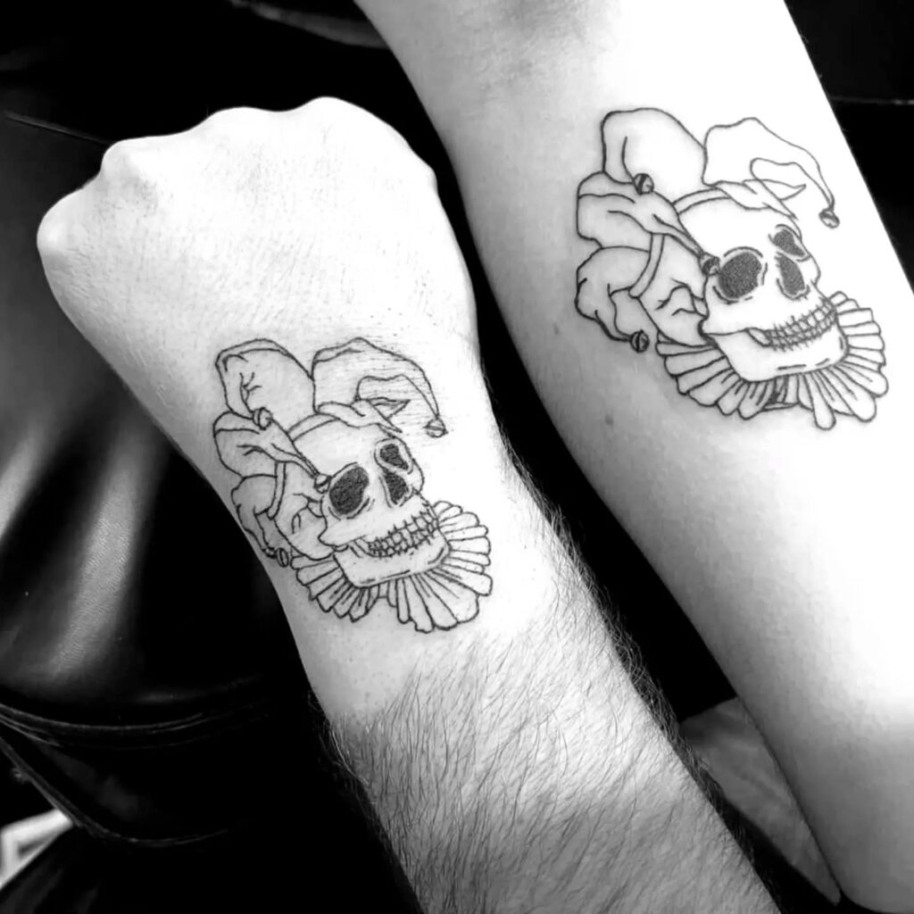 Jester Skull Sibling Tattoo brother sister tattoos tattoo
