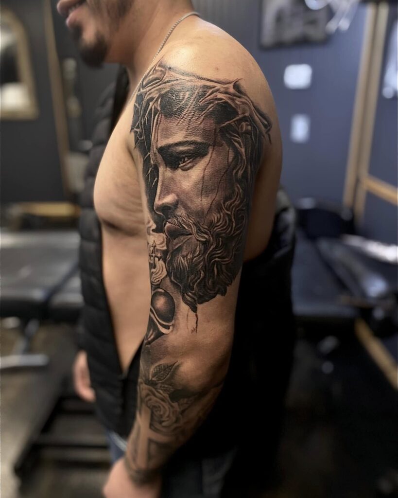 Jesus Half Sleeve Tattoo half sleeve tattoos for men tattoo