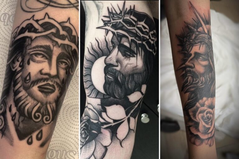 Aesthetic jesus tattoos and delicate ink ideas collage