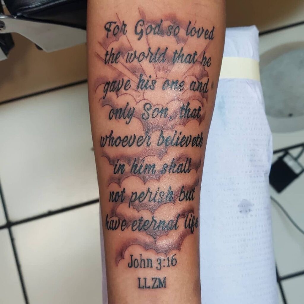 Philippians 4:13 Upper Arm Tattoo with Crosses bible verse tattoo ideas for men tattoo