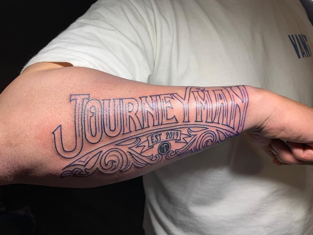 Journeyman Lettering Forearm Tattoo forearm tattoos for men with meaning tattoo