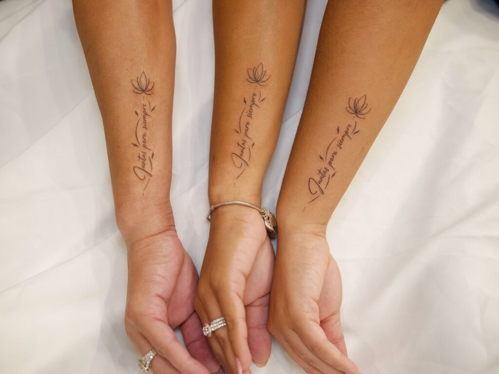 Juntas Para Siempre Cursive Banner matching family tattoo
