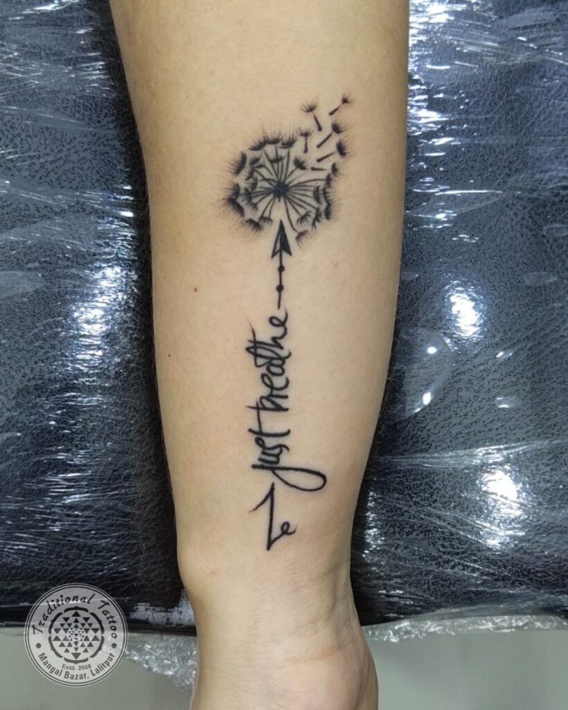 Just Breathe Dandelion Tattoo meaningful quote tattoos for women tattoo