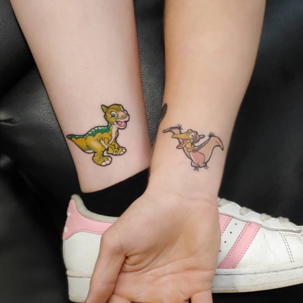Land Before Time Dinosaur Sibling Tattoo brother sister tattoos tattoo