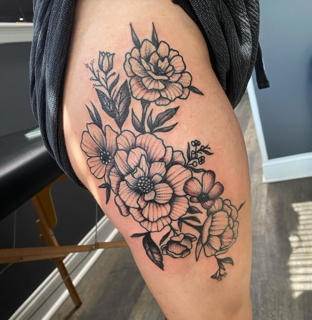 Deer with Blossoming Antlers and Earth Tattoo earthy tattoo ideas tattoo