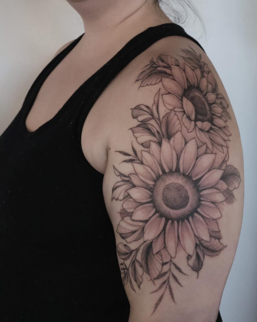 Large Sunflower Shoulder Tattoo sunflower tattoos tattoo