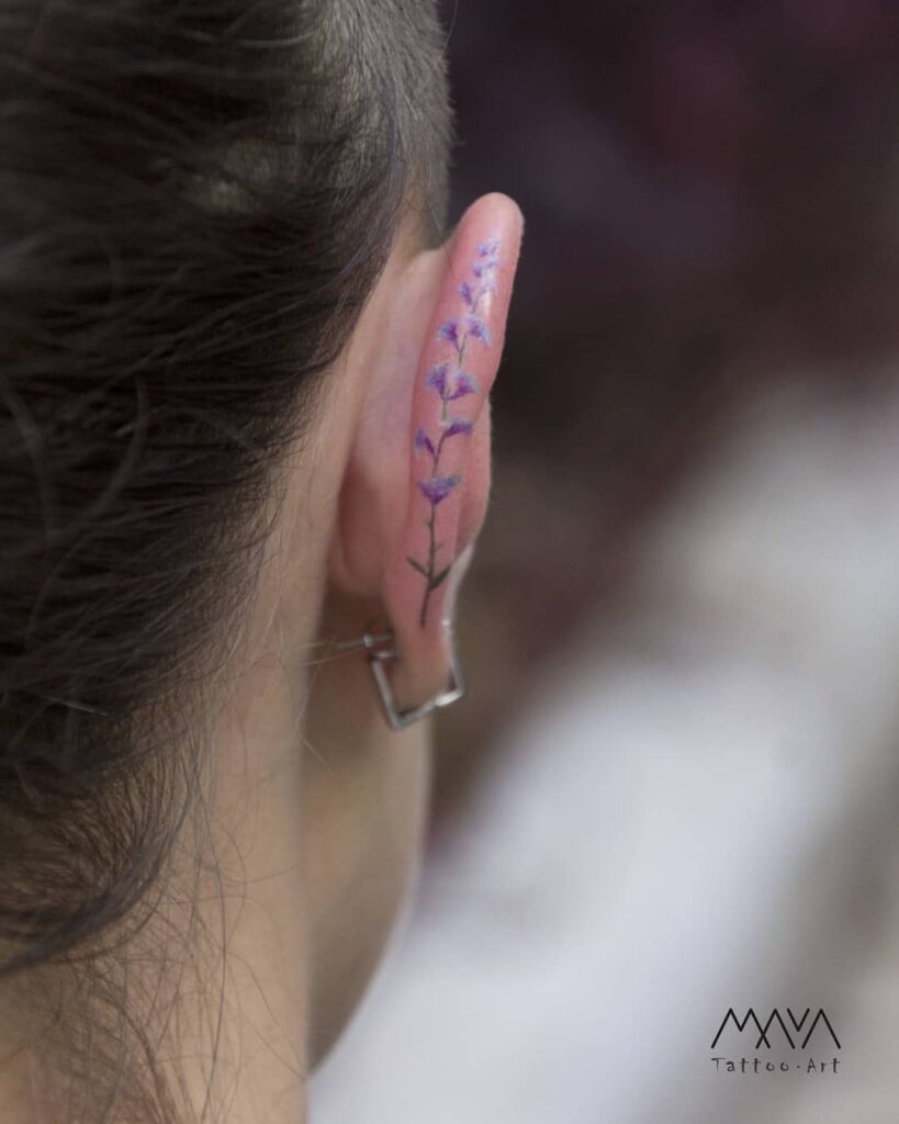 Lavender Ear Tattoo minimal tiny flower tattoo ideas tattoo