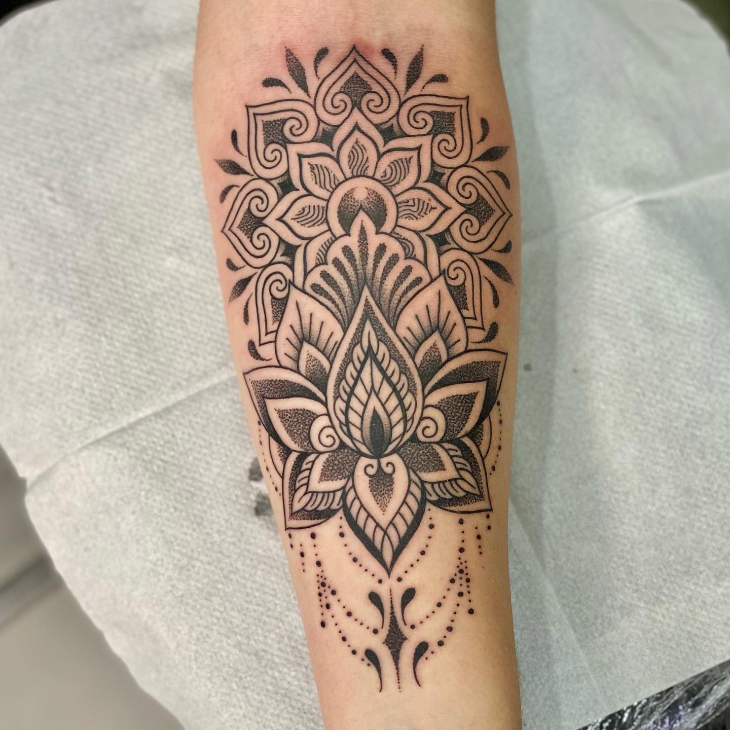 Layered Lotus Mandala Tattoo lotus mandala tattoo ideas tattoo