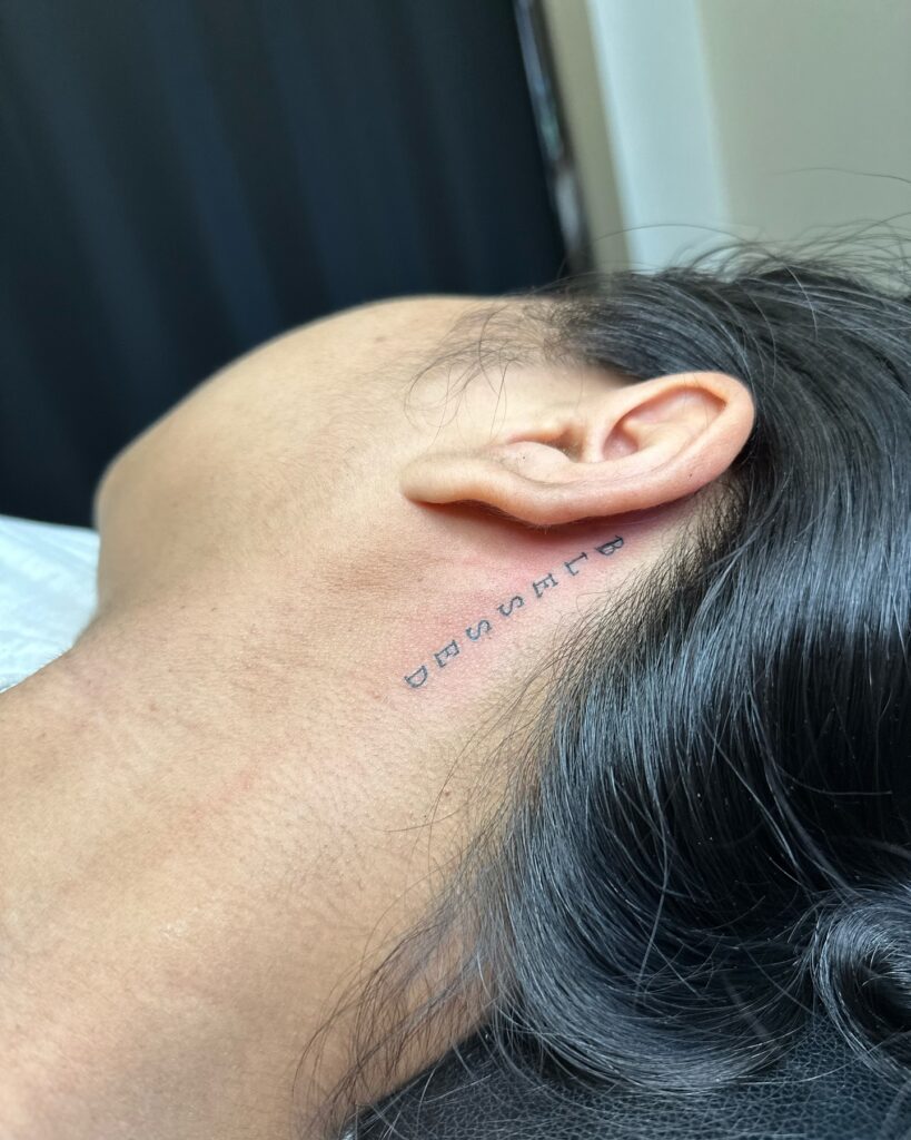 Crescent Moon and Stars Behind-the-Ear Tattoo behind the ear tattoos tattoo