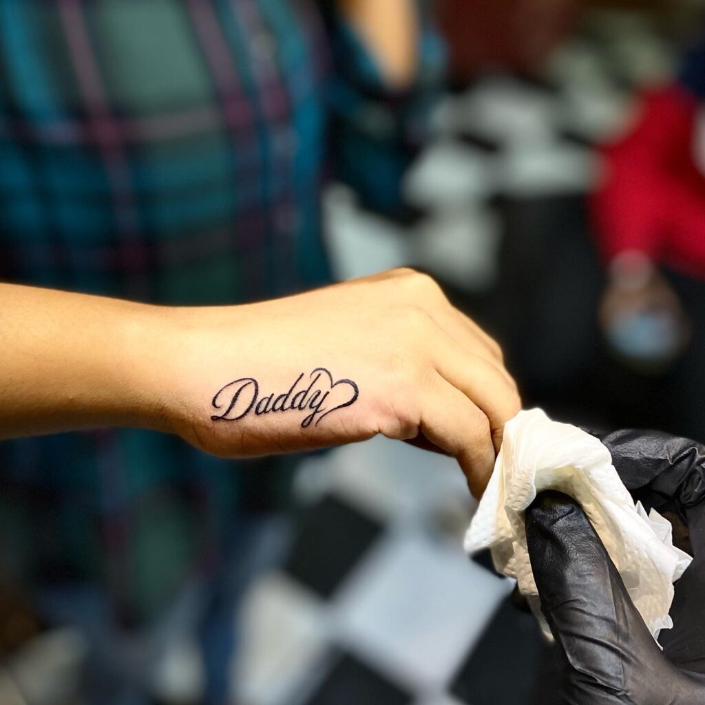 “Daddy” Tattoo with Heart Accent dad tattoo ideas tattoo