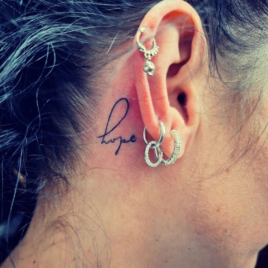 Crescent Moon and Stars Behind-the-Ear Tattoo behind the ear tattoos tattoo