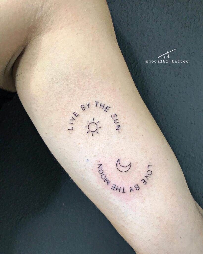 “Live by the Sun, Love by the Moon” Tattoo symbolic sun and moon tattoo ideas tattoo