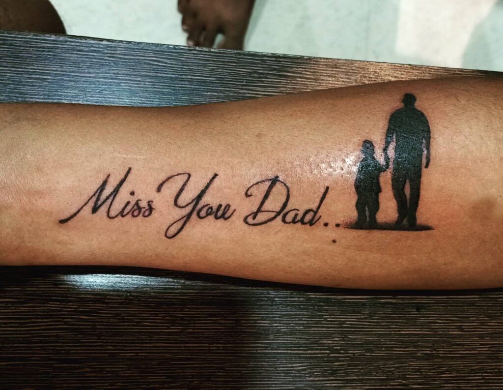 “Miss You Dad” Silhouette Tattoo dad tattoo ideas tattoo