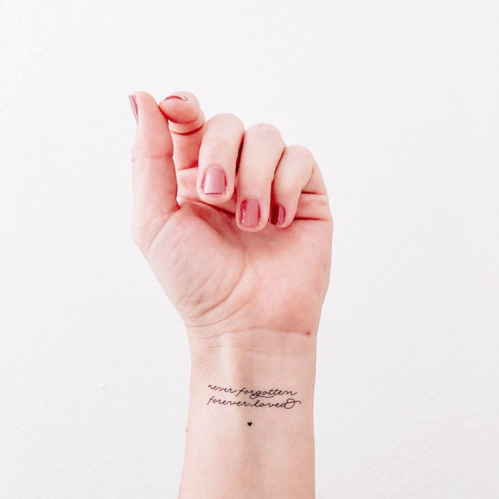 Handwritten Baby Memorial Tattoo With Heart