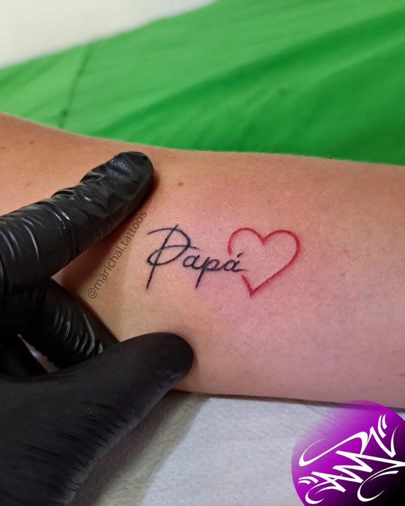 “Papá” with Red Heart Tattoo dad tattoo ideas tattoo