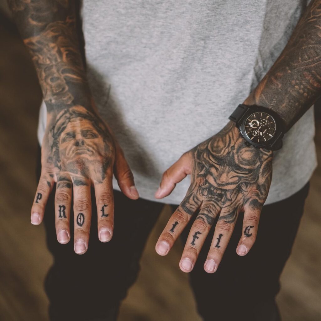 Matching Floral Finger Tattoos