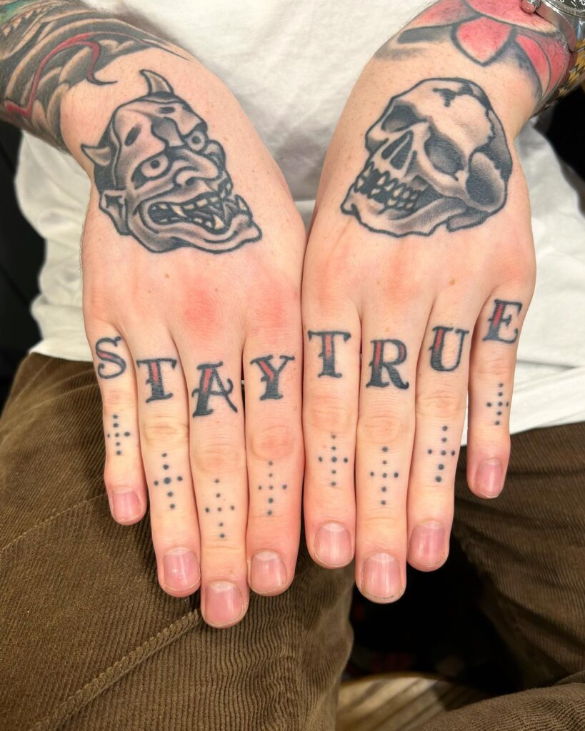 Gothic Script BRAT Finger Tattoos