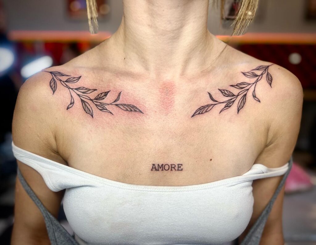 Ornamental Symbol Collarbone Tattoo