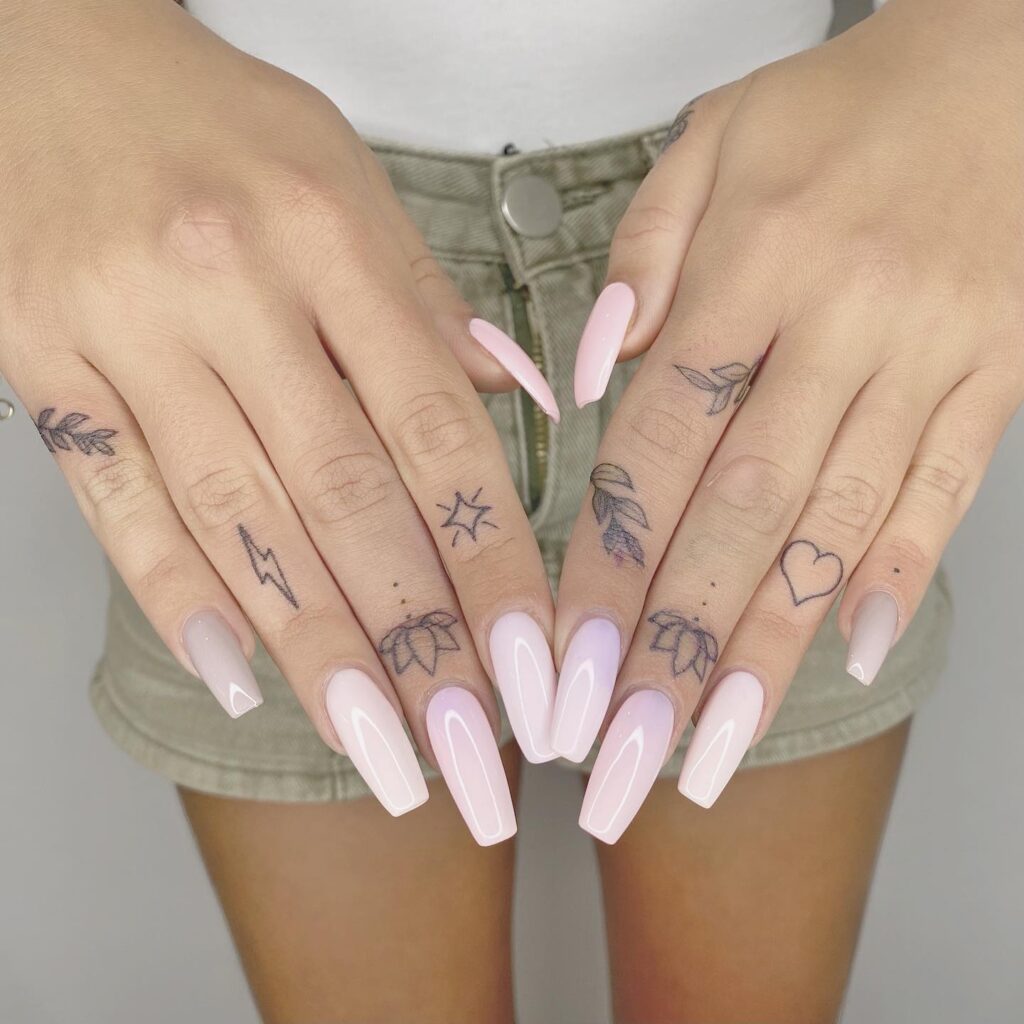 Bold Lotus Vine Finger Tattoo