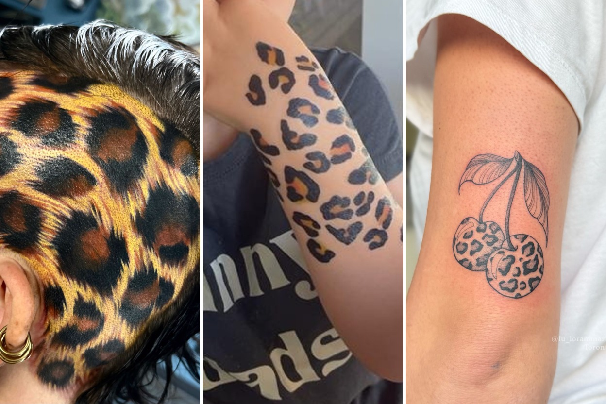 Aesthetic leopard print tattoos and delicate ink ideas collage