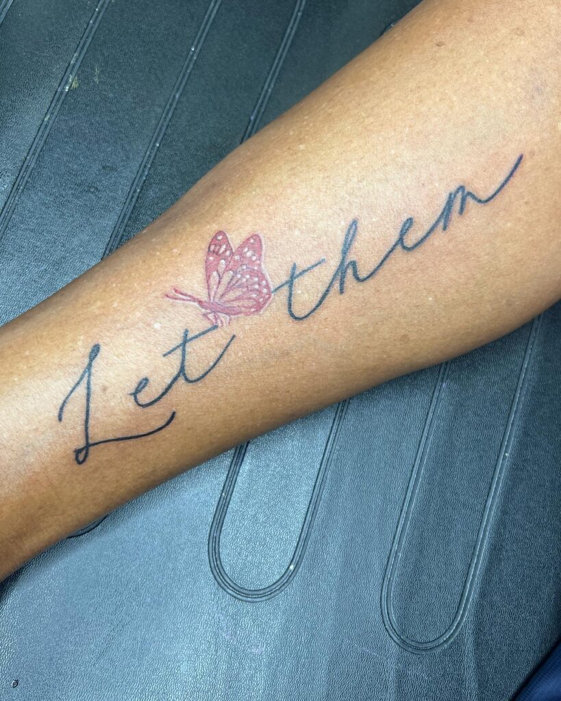 Let Them Wrist Tattoo with Double-Lined Heart Accent let them tattoo ideas self expression tattoo