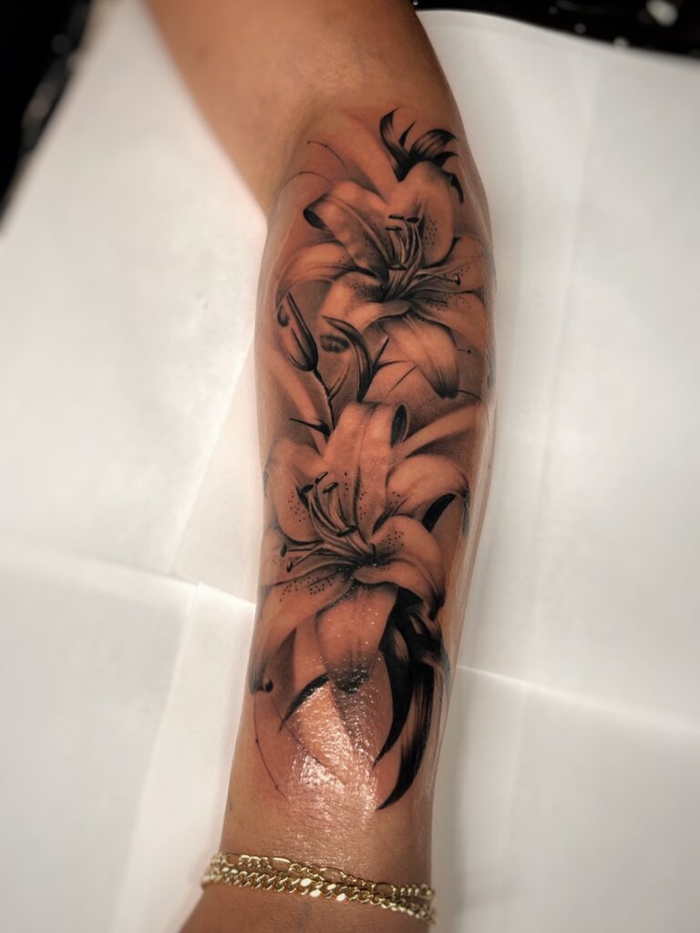Demon Woman And Heart Half Sleeve Tattoo