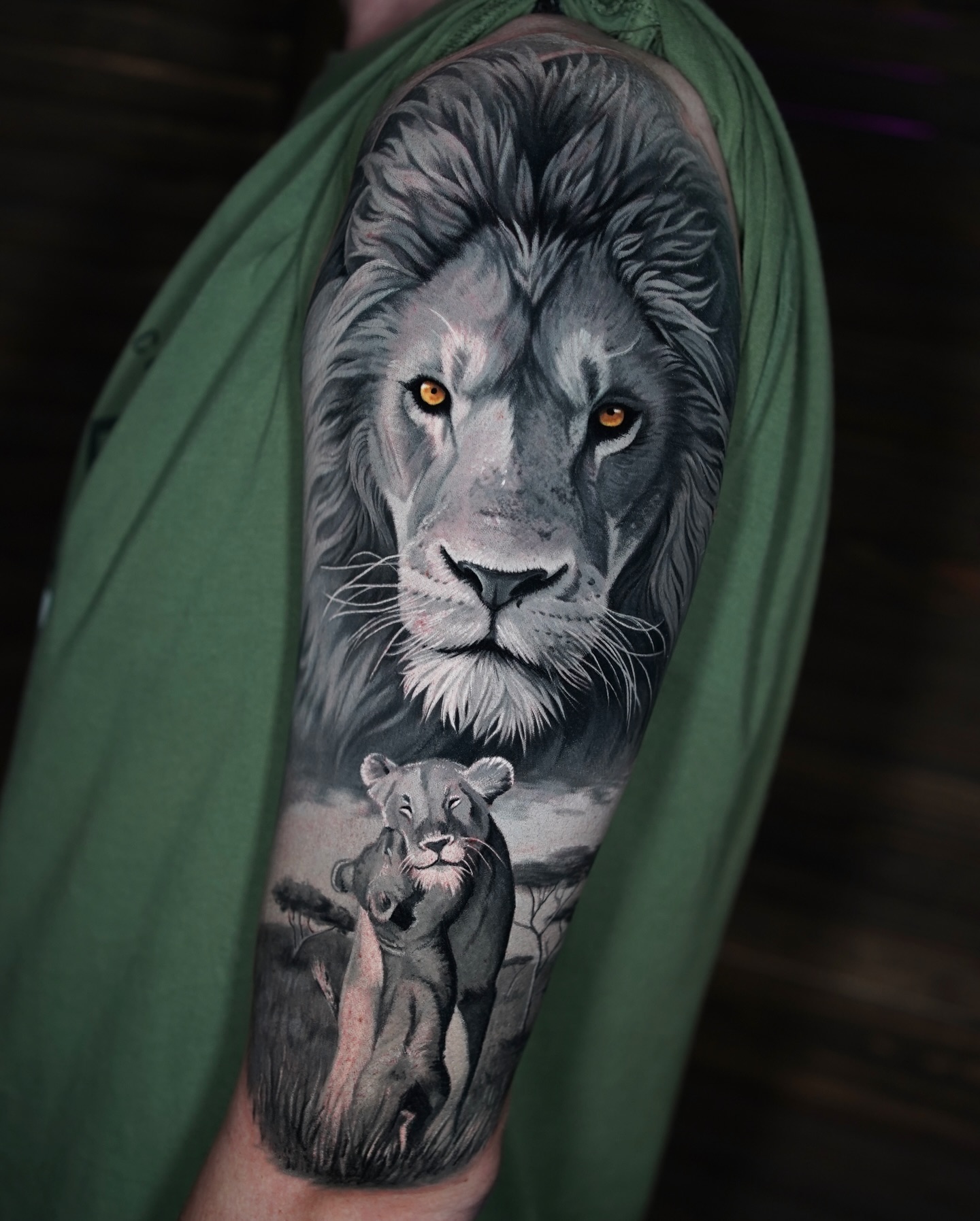 Lion and Lioness With Cub Tattoo lion family tattoos tattoo
