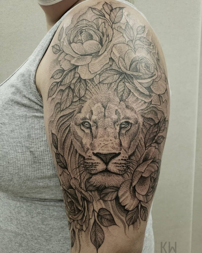 Concept Half Sleeve Tattoo With Moth And Moon Elements