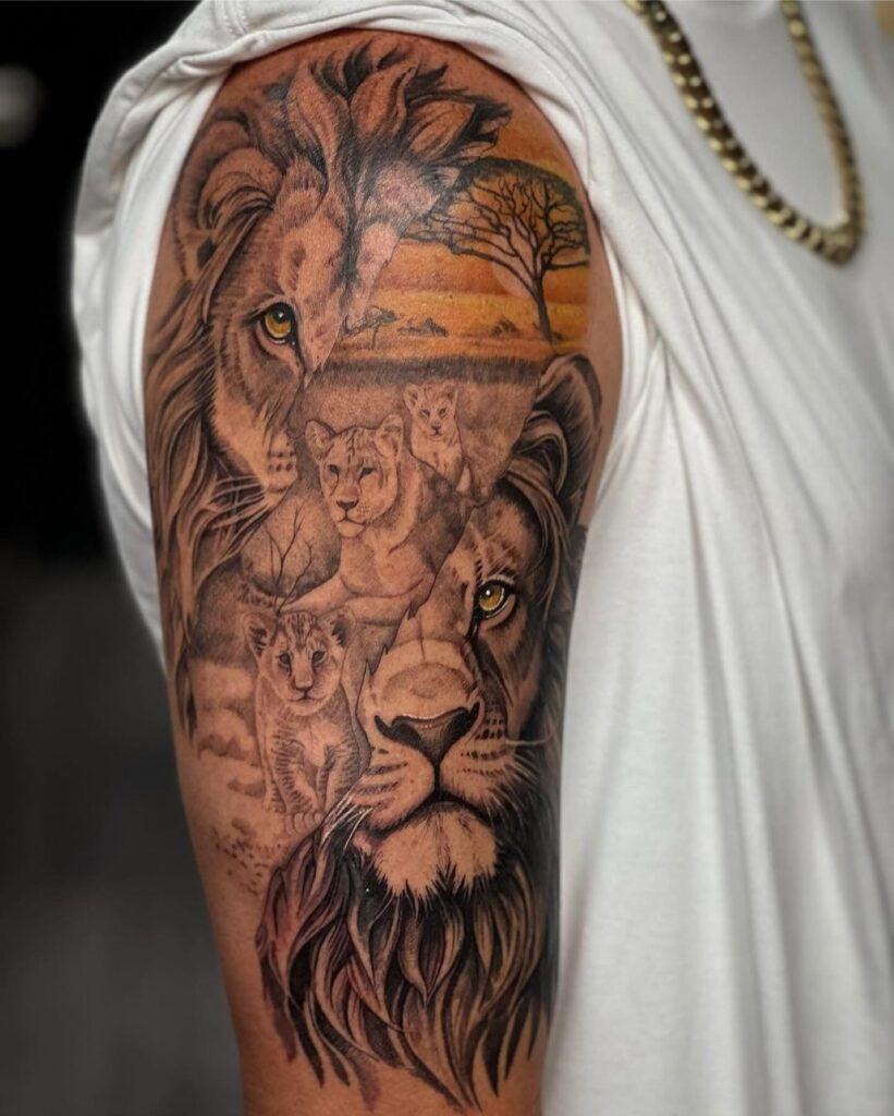 Lion Family Half Sleeve Tattoo half sleeve tattoos for men tattoo