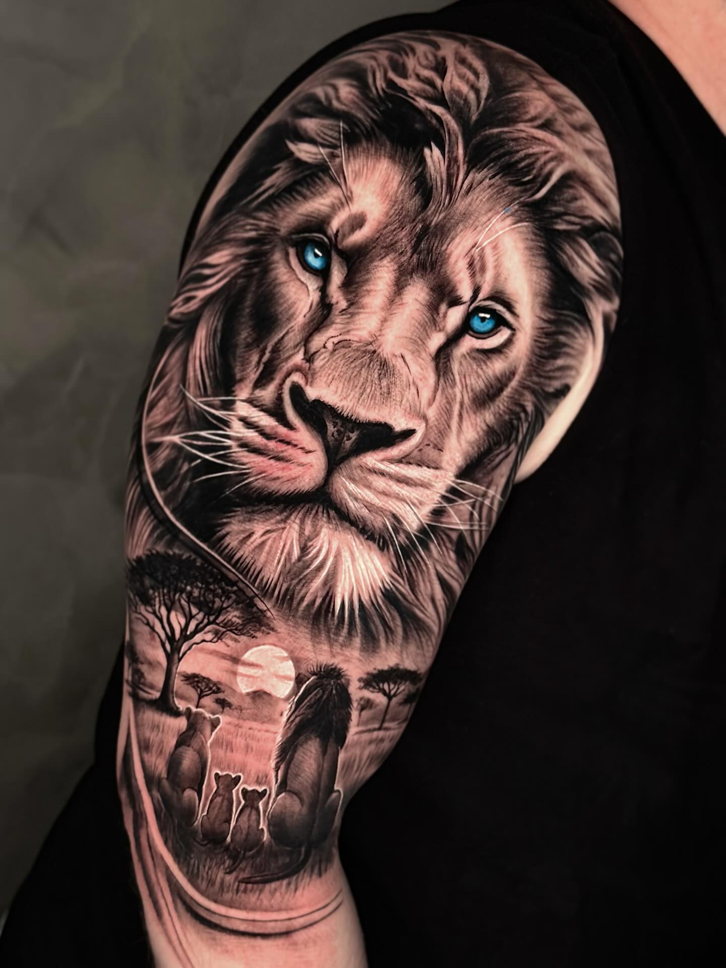 Lion Family Savanna Scene Tattoo family tattoos for men tattoo