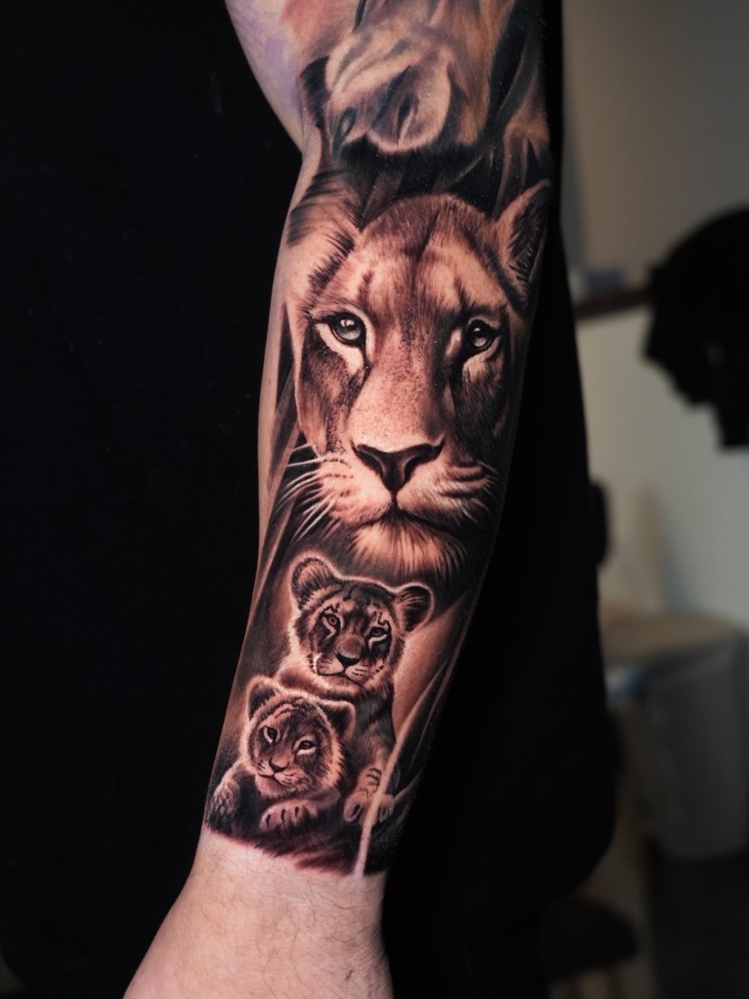 Lioness and Cubs Family Strength Tattoo family tattoos for men tattoo