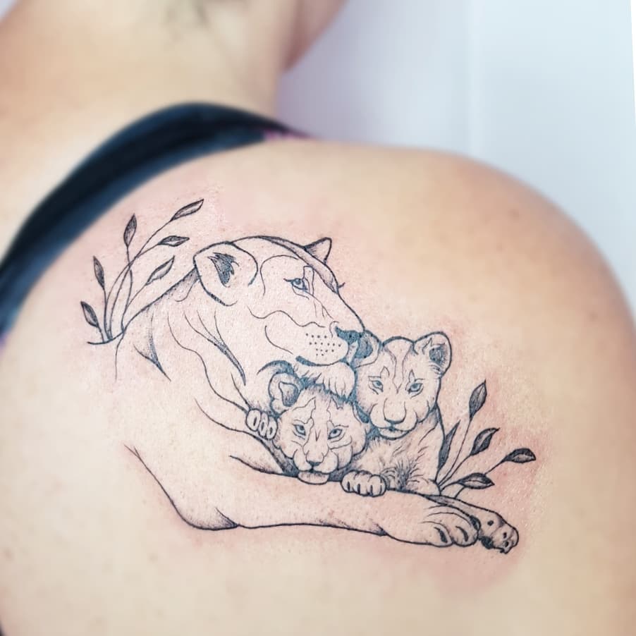 Floral Butterfly Memorial Shoulder Tattoo