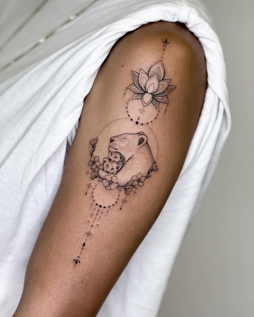 Lioness and Cubs Tattoo mom with kids tattoos tattoo