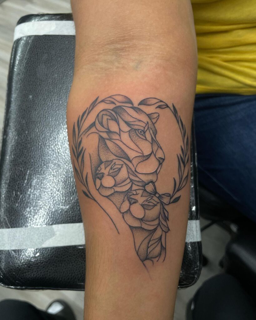 Lioness and Cubs Tattoo mom with kids tattoos tattoo