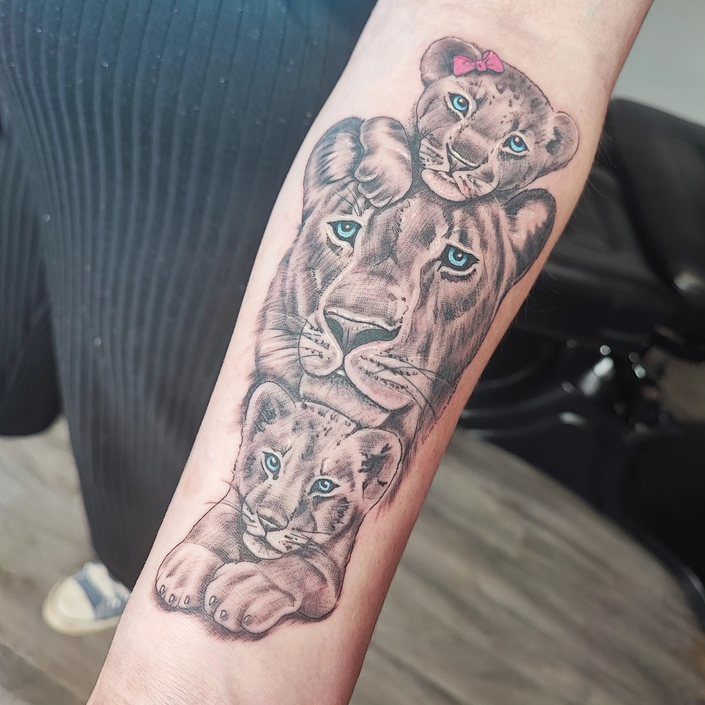 Lioness and Daughter Cubs Family Tattoo lion family tattoos tattoo