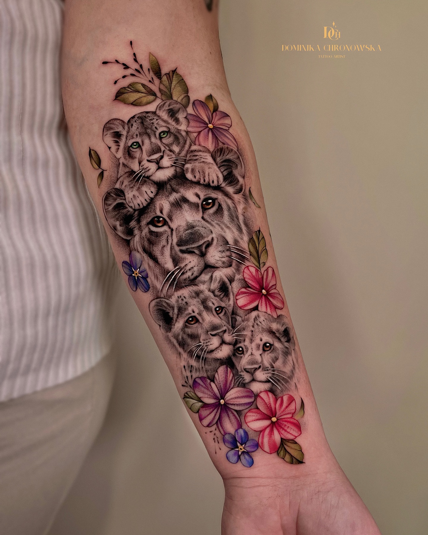 Lioness and Three Cubs Family Tattoo lion family tattoos tattoo