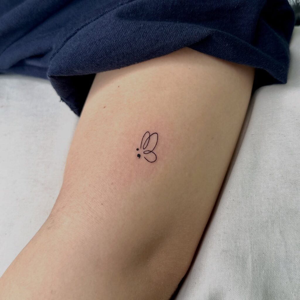 Little Butterfly and Semicolon Tattoo little tattoos for women with meaning tattoo