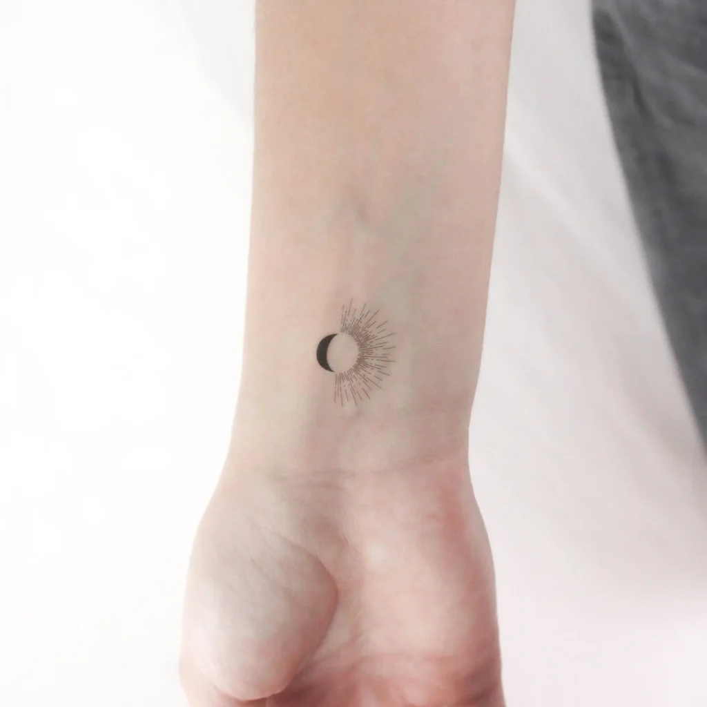 Little Crescent Moon and Rays Tattoo little tattoos for women with meaning tattoo