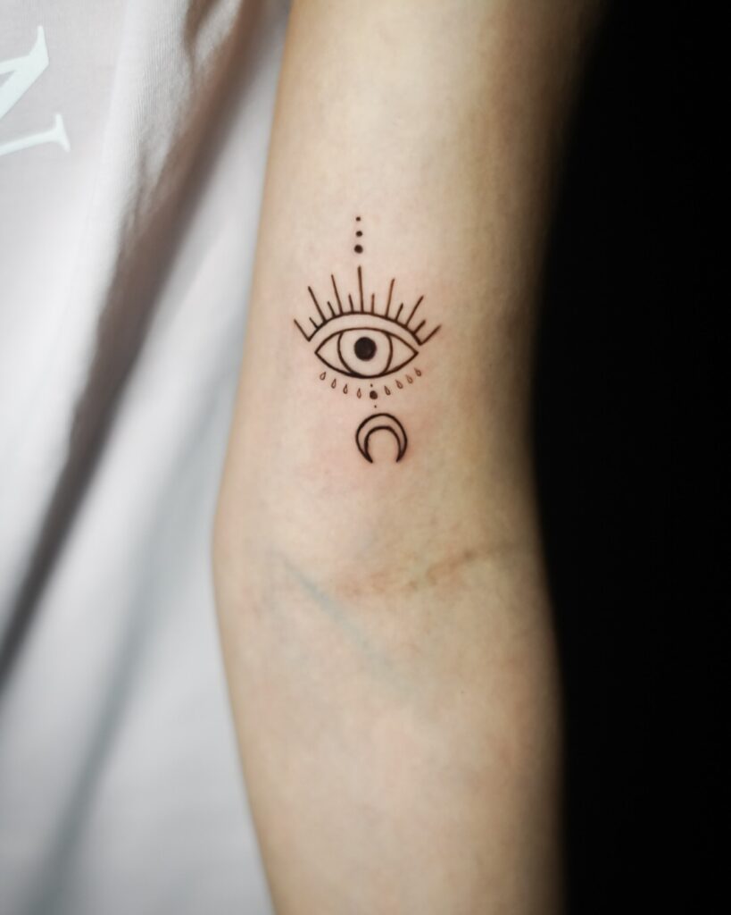 Little Eye and Crescent Moon Tattoo little tattoos for women with meaning tattoo