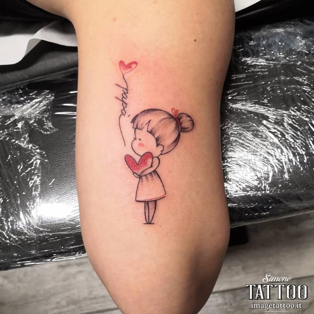 Little Girl with Heart and “Papa” Tattoo dad tattoo ideas tattoo