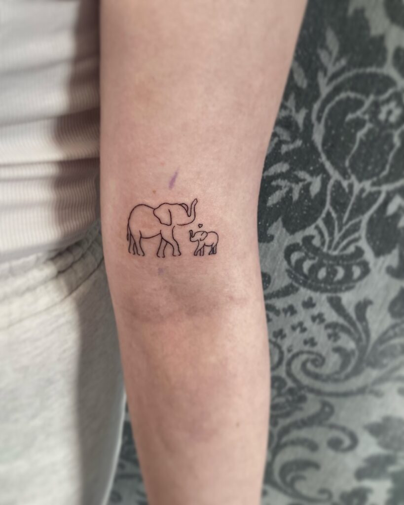 Little Mother and Baby Elephant Tattoo little tattoos for women with meaning tattoo
