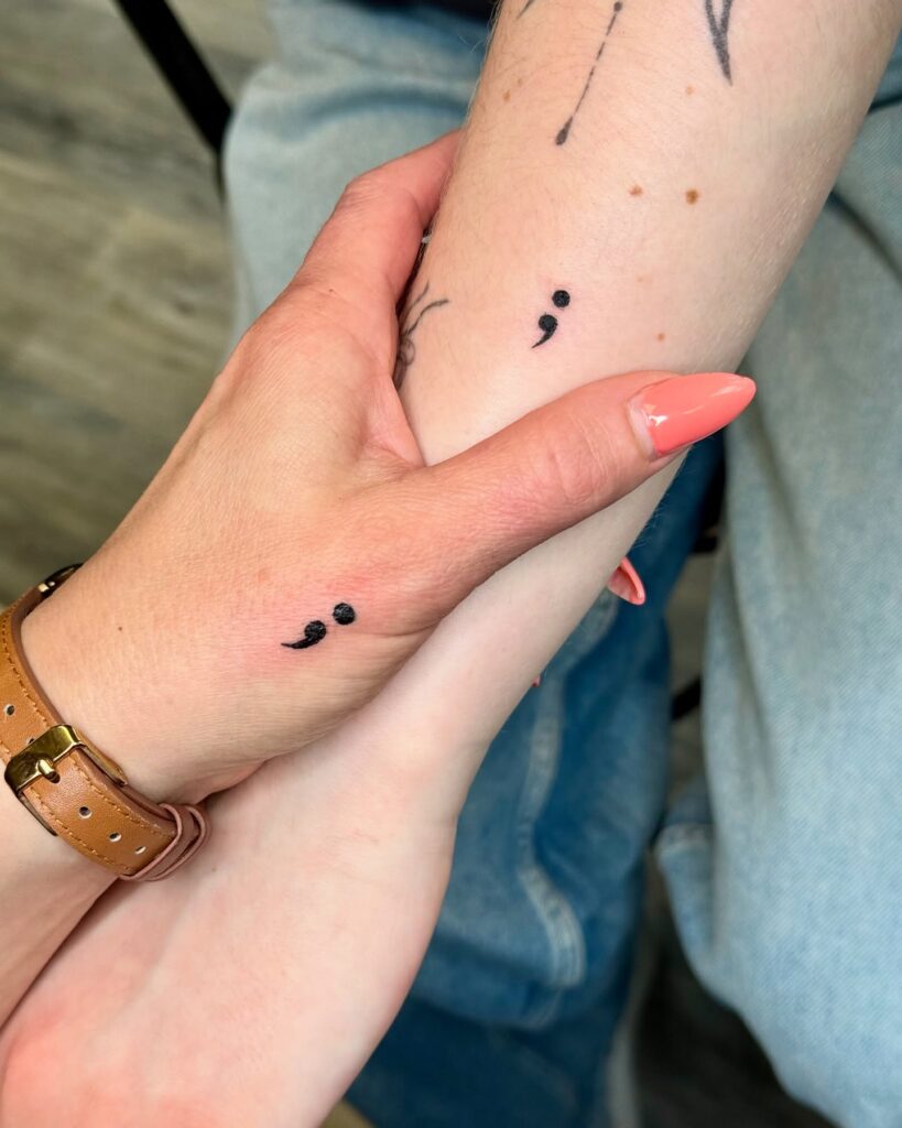 Little Mother and Daughter Semicolon Tattoo little tattoos for women with meaning tattoo
