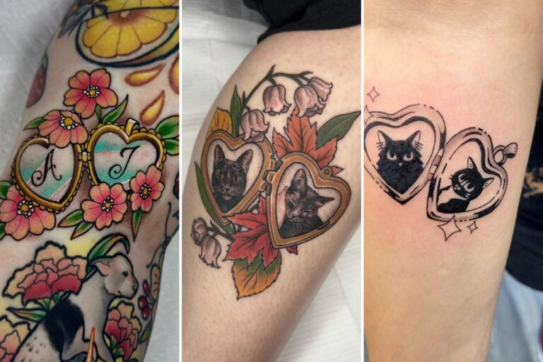 Aesthetic locket tattoos and delicate ink ideas collage